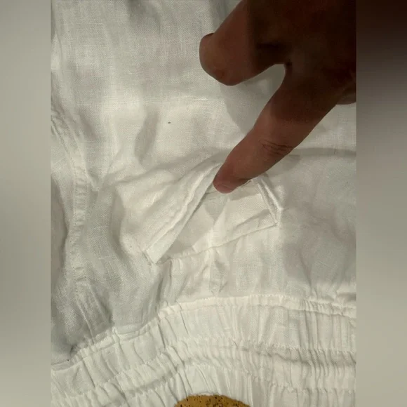 Athleta Cabo Linen Joggers Women's 8 White Chambray Pants 100% Linen Airy Beach - Picture 11 of 16